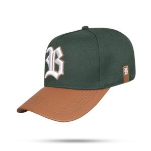 Bone Snapback Verde Musgo New Aba Couro